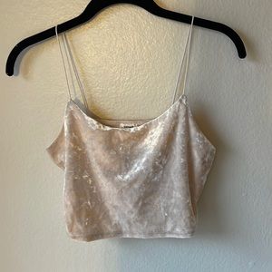 Light pink velvet top with spaghetti straps